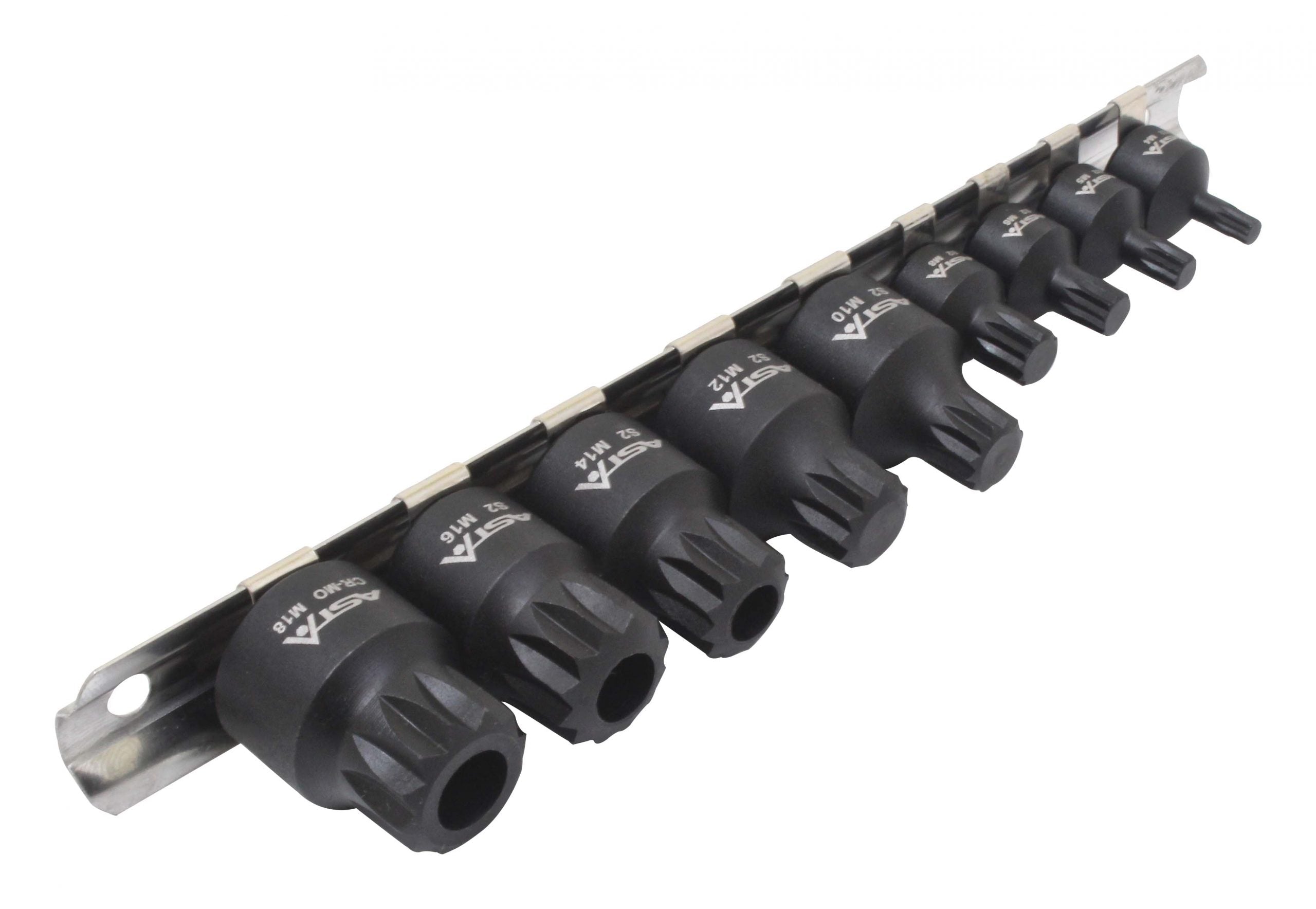 Sada rázových nástrčných hlavíc s bitom - kľúčov XZN, M4 - M18, 1/4'' - 3/8'', 9ks