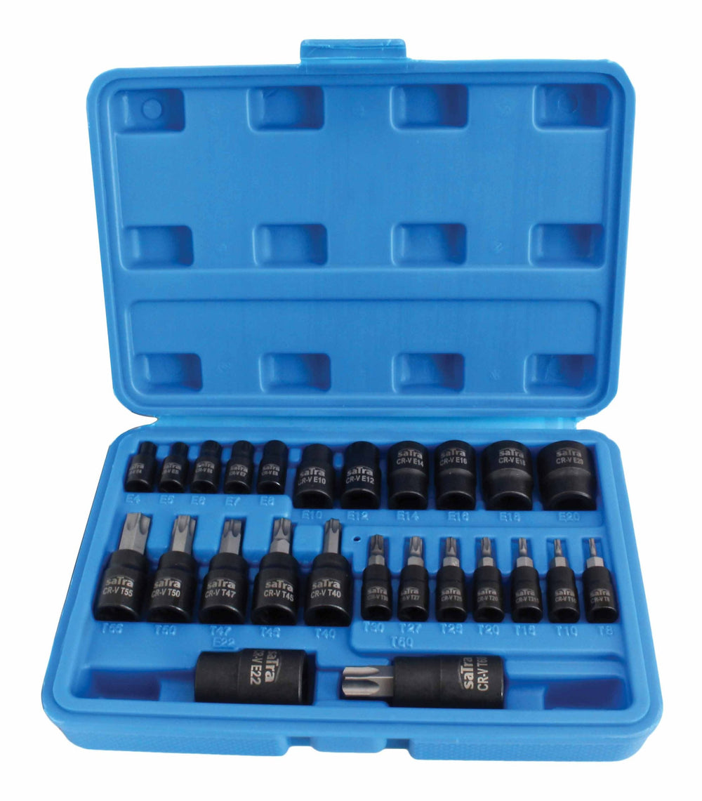 Sada Torx hlavíc a nástrčných kľúčov, T8 - T60, E4 - E20, 1/2'', 1/4'', 3/8'', 25ks