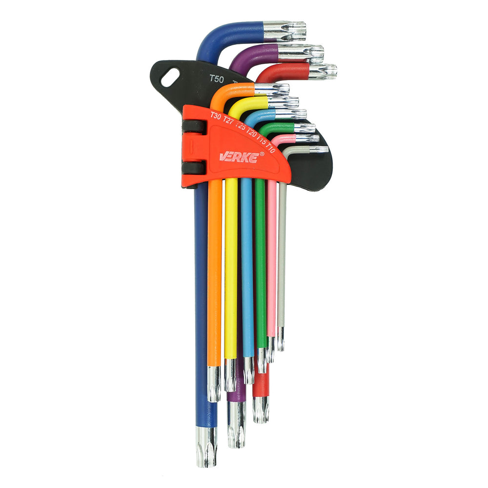 Sada Torx kľúčov T10 - 50, farebné, 9ks, Verke