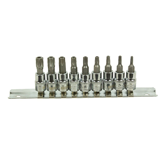 Sada Torx nástrčných hlavíc s bitom - kľúčov, 1/4'', T10 - T50, 9ks, Kroftools