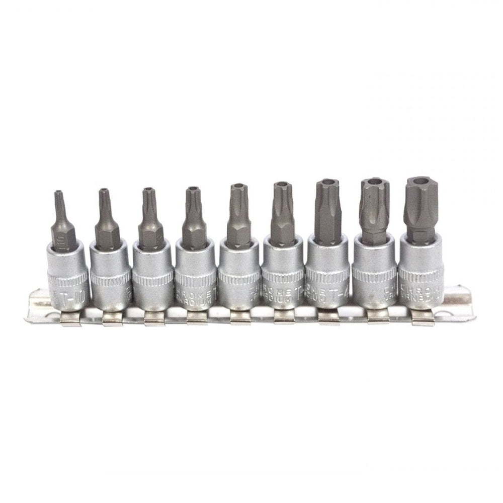 Sada Torx nástrčných hlavíc s bitom - kľúčov, 5 cípov, 1/4'', T10 - T50, 9ks, Kroftools
