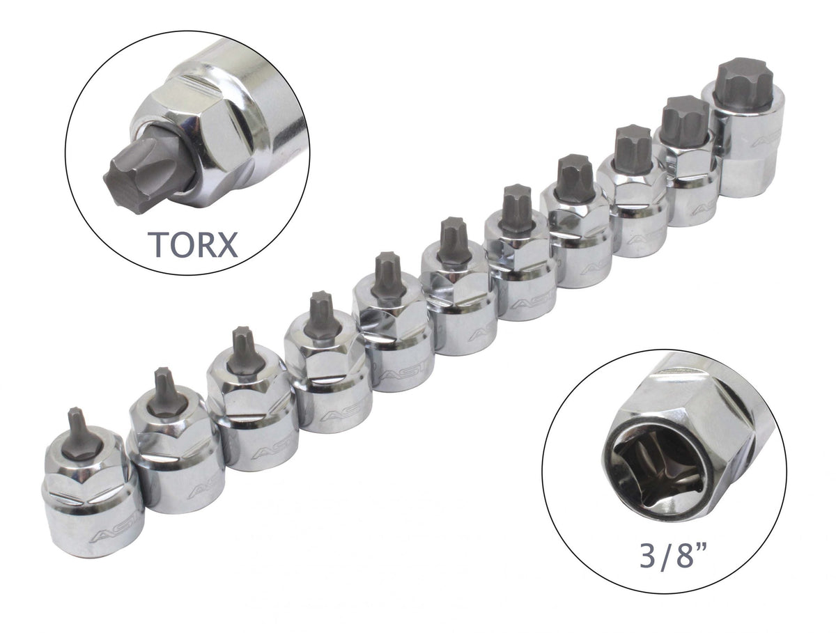 Sada Torx nástrčných hlavíc s bitom - kľúčov, T10 - T60, 3/8'', 11ks