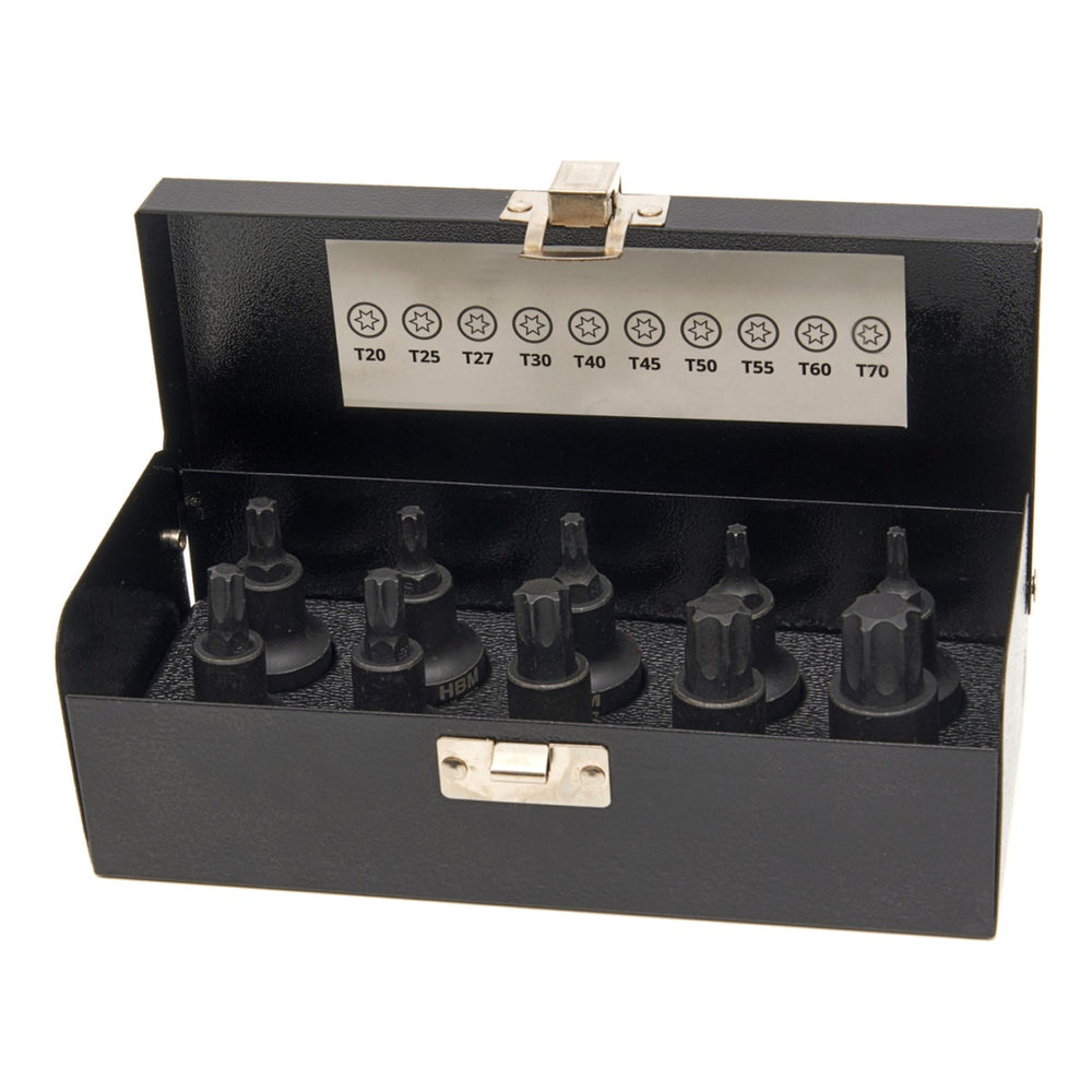 Sada Torx rázových nástrčných hlavíc s bitom - kľúčov, 1/2'', T20 - T70, 10ks HBM
