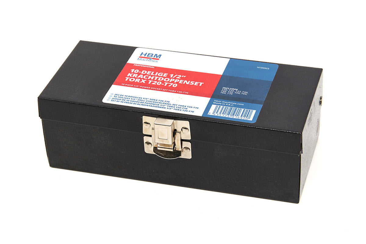 Sada Torx rázových nástrčných hlavíc s bitom - kľúčov, 1/2'', T20 - T70, 10ks HBM