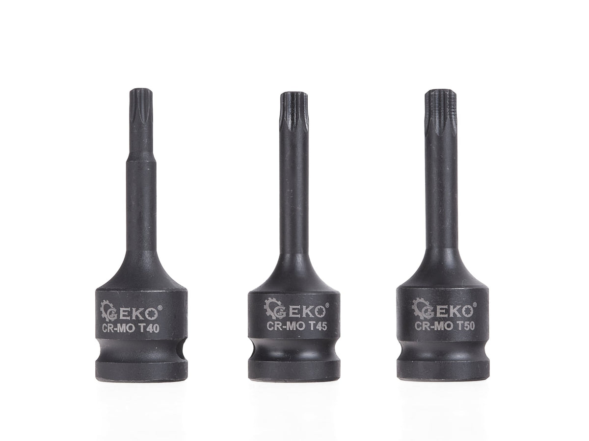 Sada Torx rázových nástrčných hlavíc s bitom - kľúčov, 1/2'', T20 - T70, 9ks, Geko