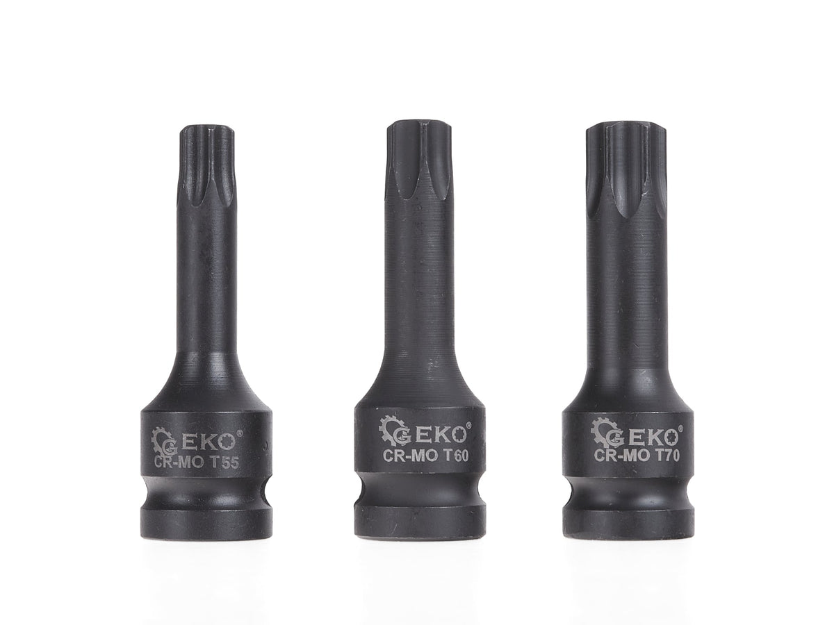 Sada Torx rázových nástrčných hlavíc s bitom - kľúčov, 1/2'', T20 - T70, 9ks, Geko
