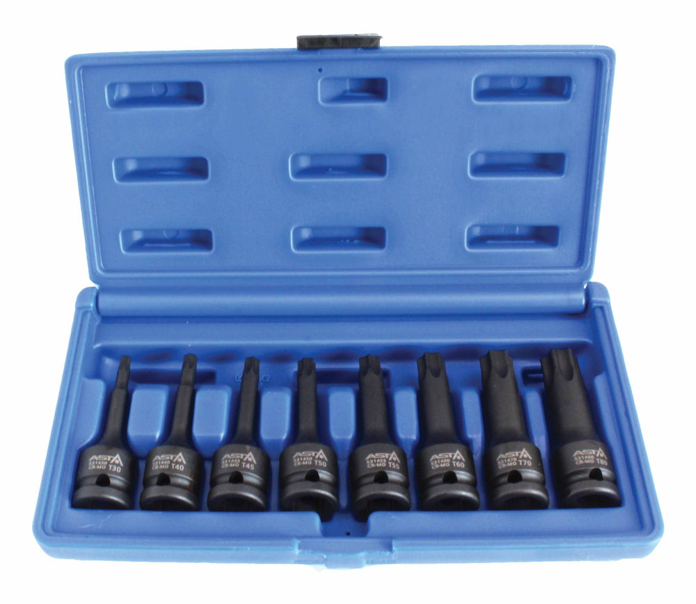 Sada Torx rázových nástrčných hlavíc s bitom - kľúčov, 1/2'', T30 - T80, 8ks