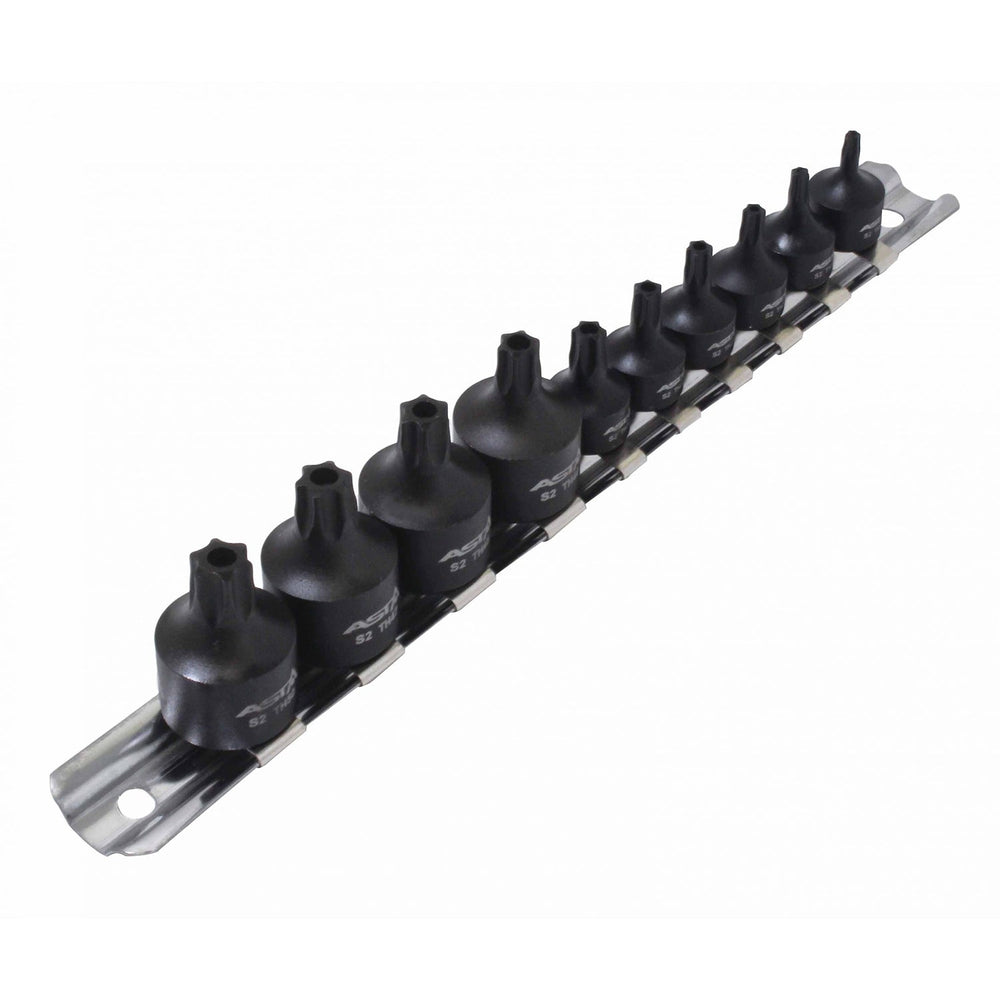 Sada Torx rázových nástrčných hlavíc s bitom - kľúčov, s otvorom, 1/4'', 3/8''