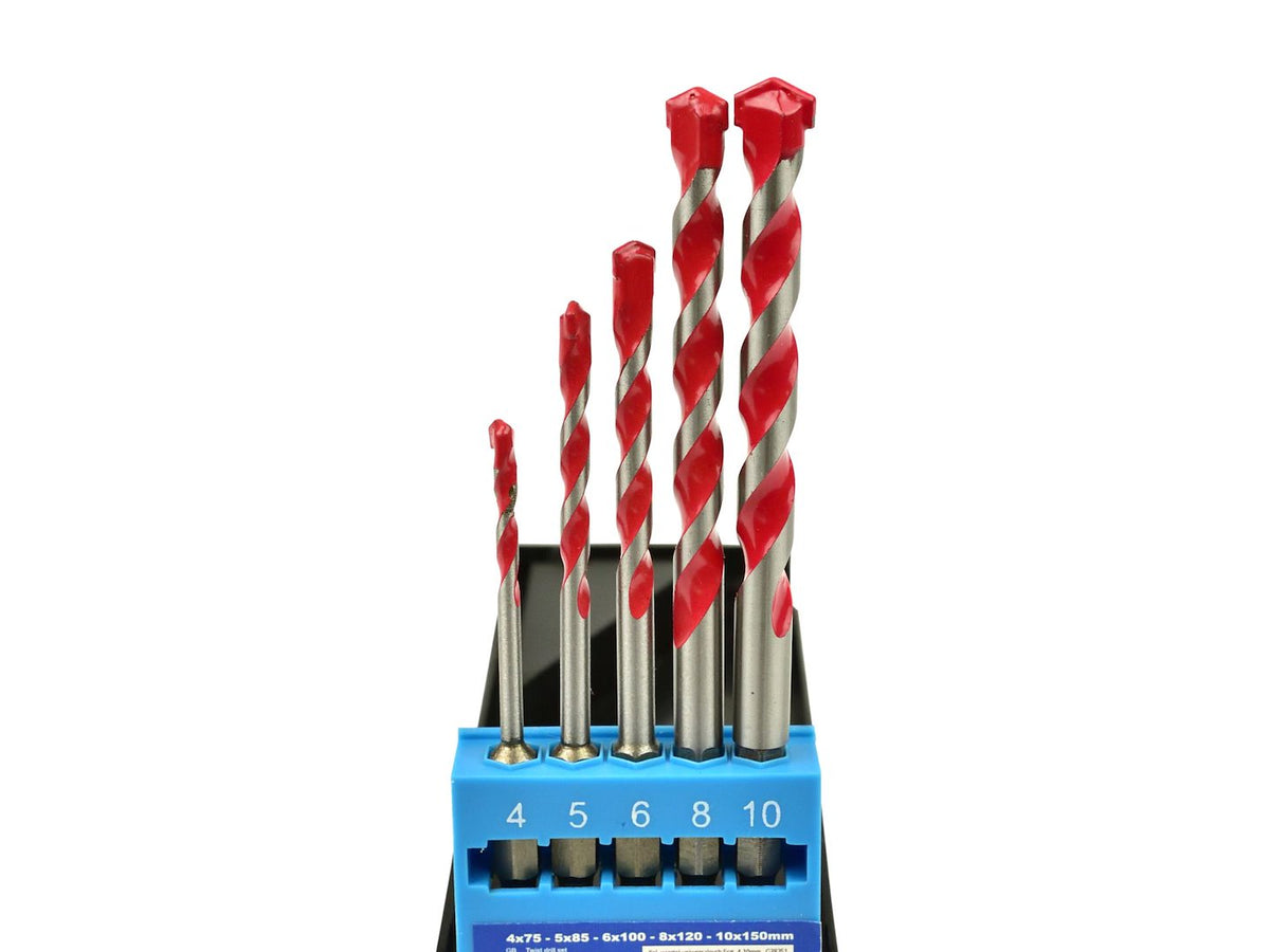 Sada univerzálnych vrtákov 4 - 10mm, s hrotom z karbidu volfrámu a Hex upínaním, 5ks