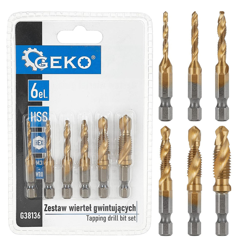 Sada vrtákov HSS Hex M3 - M10, 6ks Geko
