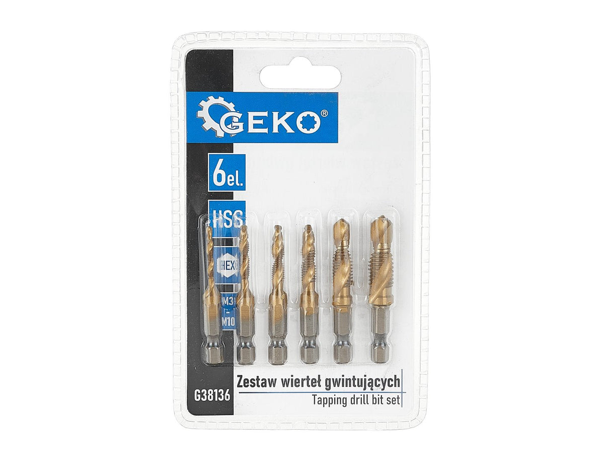 Sada vrtákov HSS Hex M3 - M10, 6ks Geko