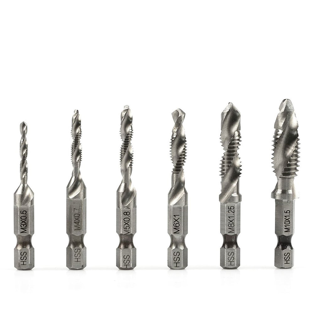 Sada vrtákov so závitníkom HSS Hex 1/4'', M3 - M10, 6ks