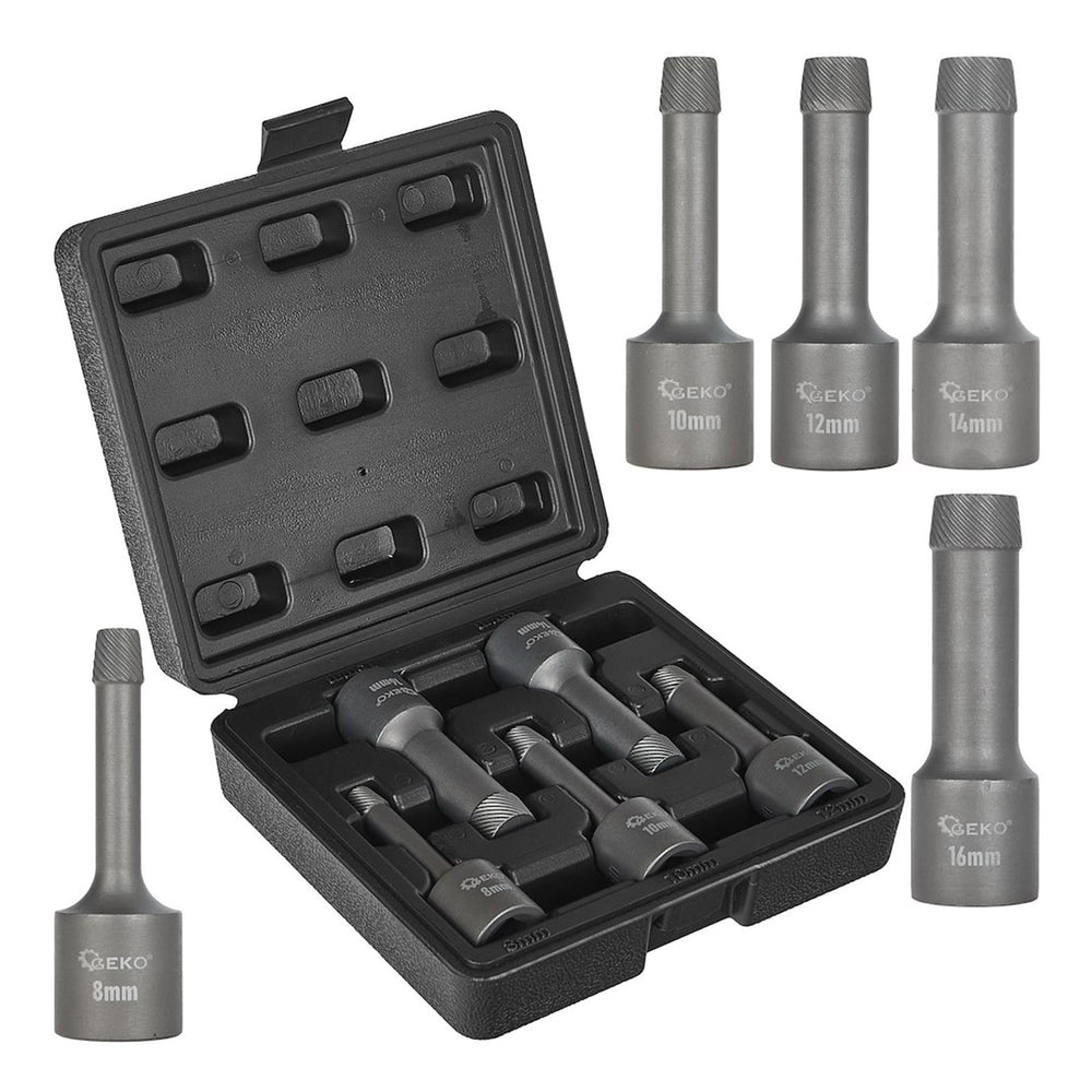 Sada vyťahovákov na poškodené a zalomené skrutky 1/2'', 8 - 16mm, SNCM+V, 5ks, Geko