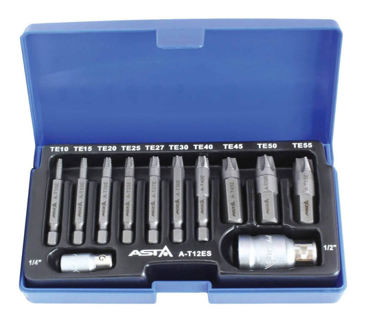 Sada vyťahovákov na zlomené, poškodené a opotrebované Torx skrutky 1/4'', 1/2'', 12ks