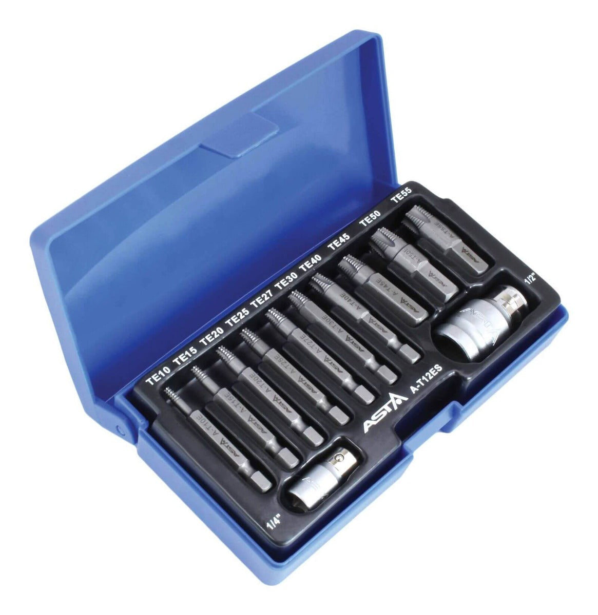 Sada vyťahovákov na zlomené, poškodené a opotrebované Torx skrutky 1/4'', 1/2'', 12ks