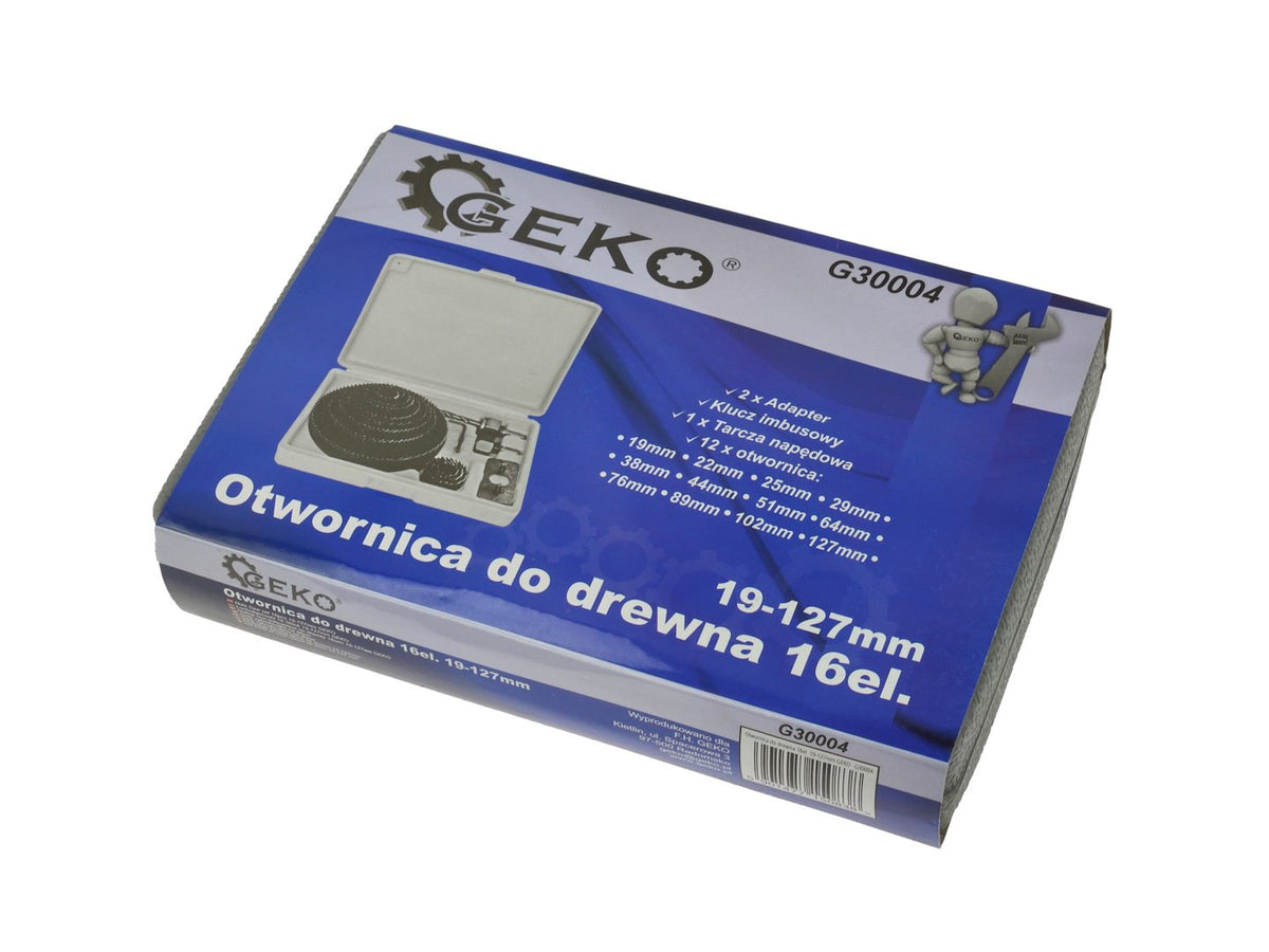 Sada vykružovacích korunkových vrtákov do dreva a sadrokartónu, 19 - 127mm, 16ks