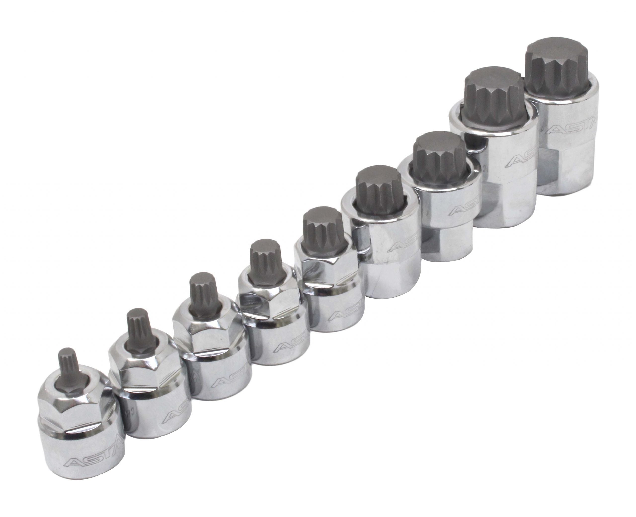Sada XZN nástrčných hlavíc s bitom - kľúčov, M4 - M18, 3/8'' - 1/2'', 9ks