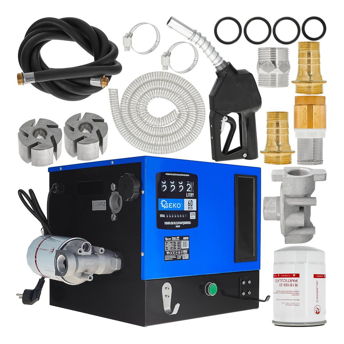 Samonasávacie čerpadlo - pumpa na naftu s prietokomerom a filtrom, 60l/min, 550W Geko