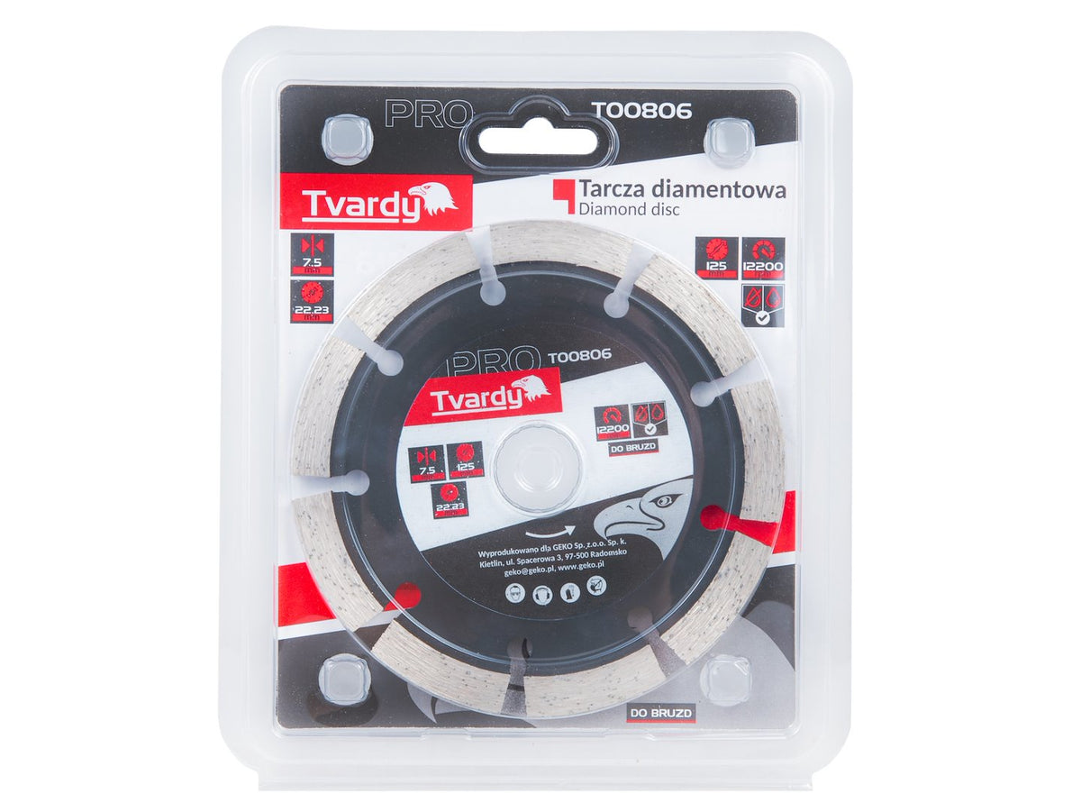 Segmentový diamantový kotúč na drážky 125 × 7,5 × 22,23mm, Tvardy