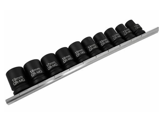 Sada krátkych rázových nástrčných hlavíc - kľúčov, 1/2'', 12-hran, 10ks, Gebo Tools