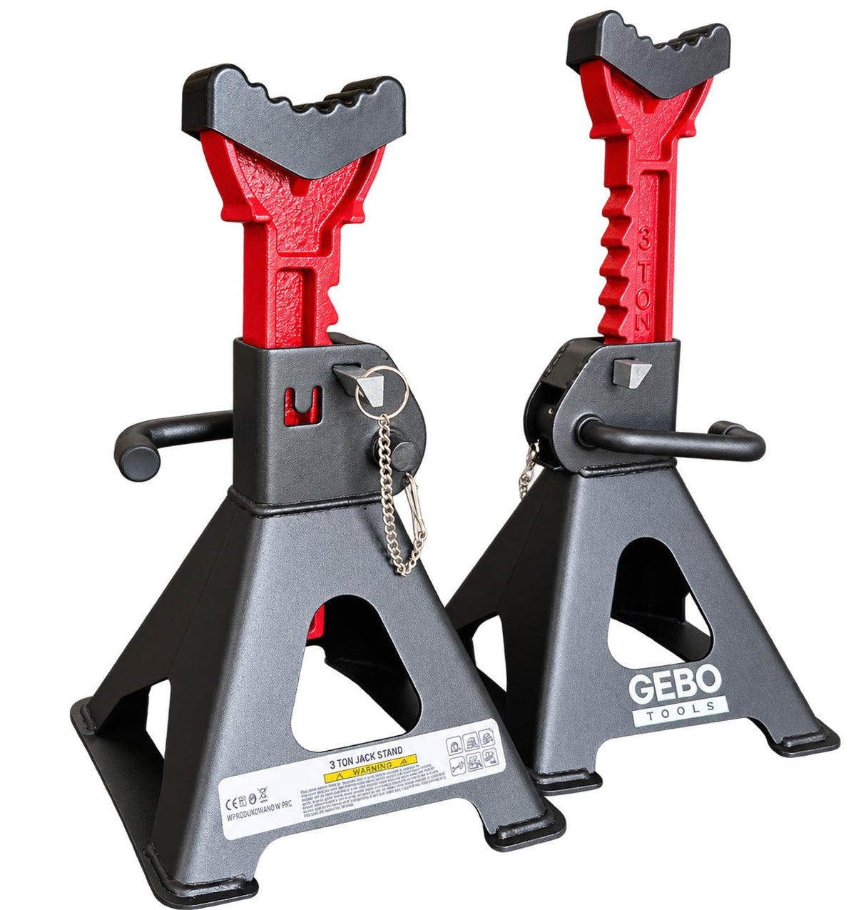Podpery 2ks, 3t, 29,5 - 43cm, s dvojitým zabezpečením a gumovou podložkou, Gebo Tools