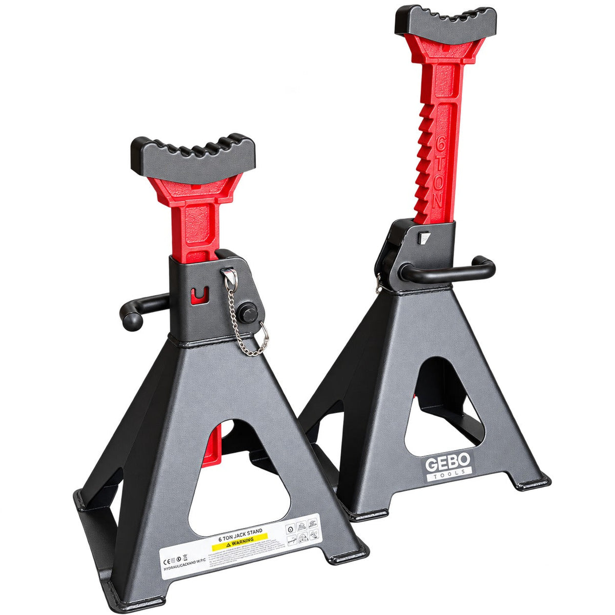 Podpery 2ks, 6t, 39 - 60cm, s dvojitým zabezpečením a gumovou podložkou, Gebo Tools