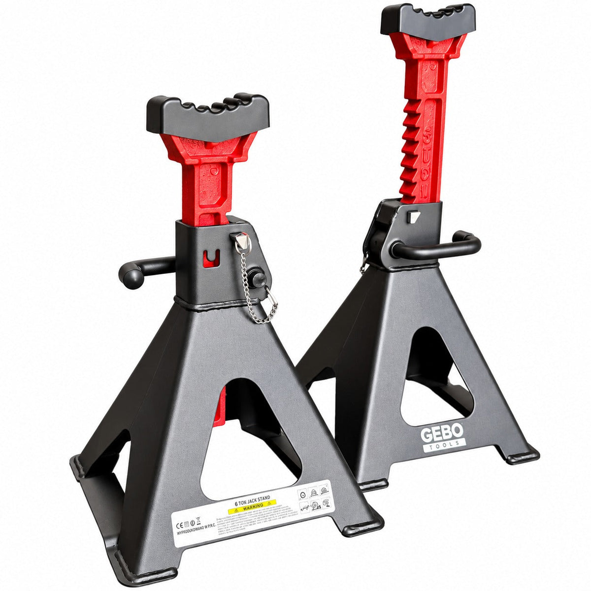 Podpery 2ks, 6t, 39 - 60cm, s dvojitým zabezpečením a gumovou podložkou, Gebo Tools