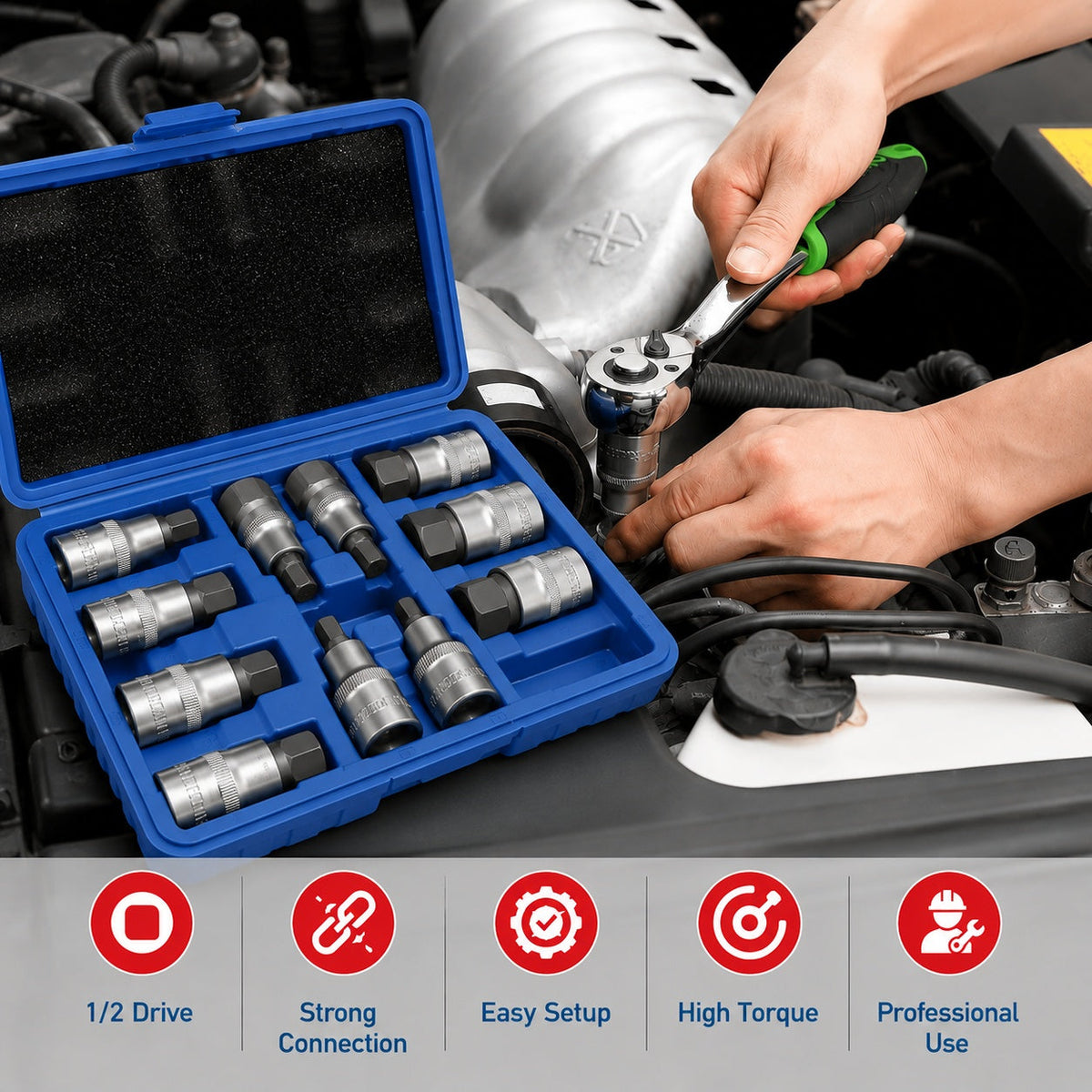 Sada nástrčných hlavíc s bitom - kľúčov Imbus H5 - H22, Gebo Tools
