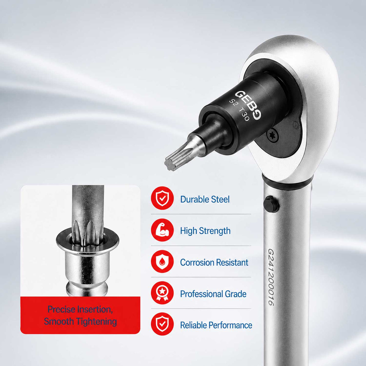 Sada Torx a E-Torx hlavíc a nástrčných kľúčov, T8 - T60 a E4 - E20, 1/4'' 3/8'' 1/2'', 25ks Gebo Tools