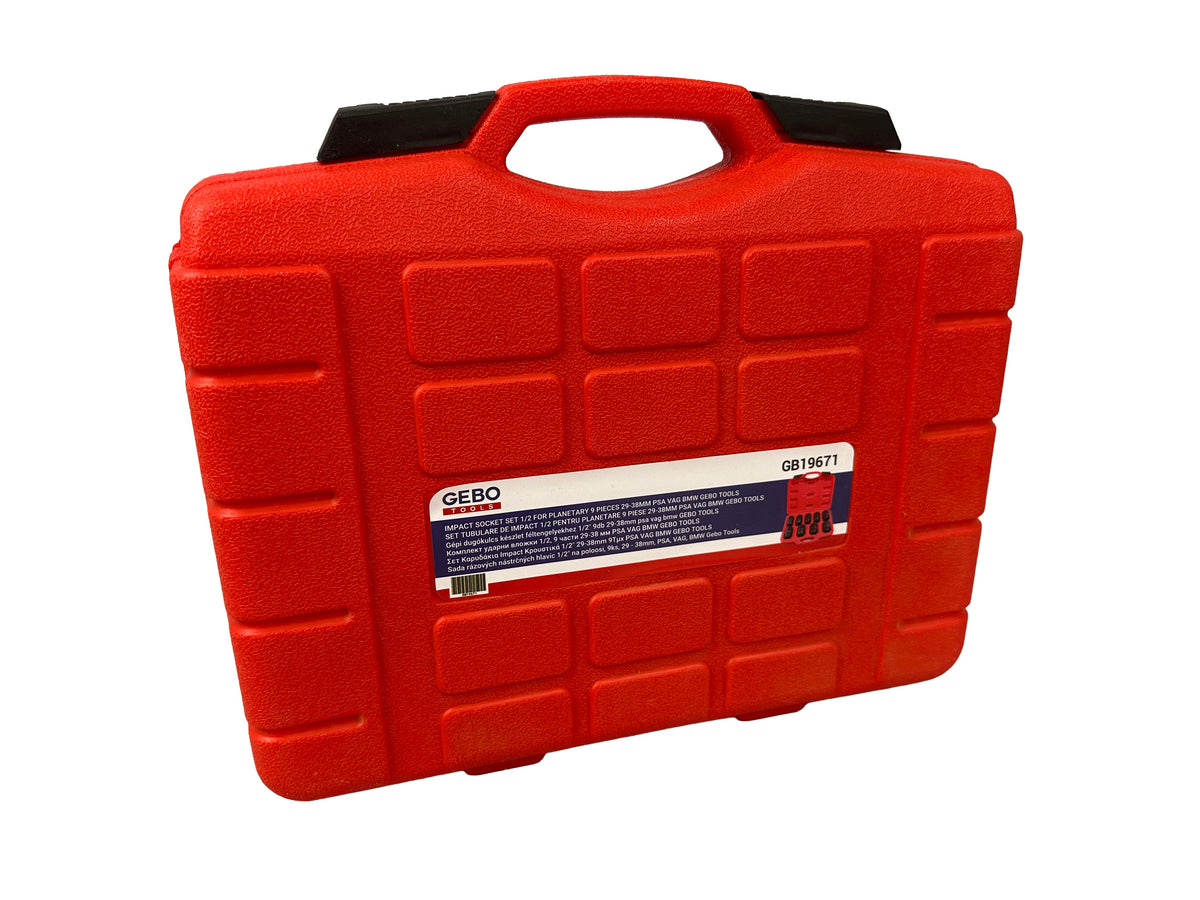 Sada rázových nástrčných hlavíc - kľúčov 1/2'' na matice poloosi, 9ks, 29 - 38mm, Gebo Tools