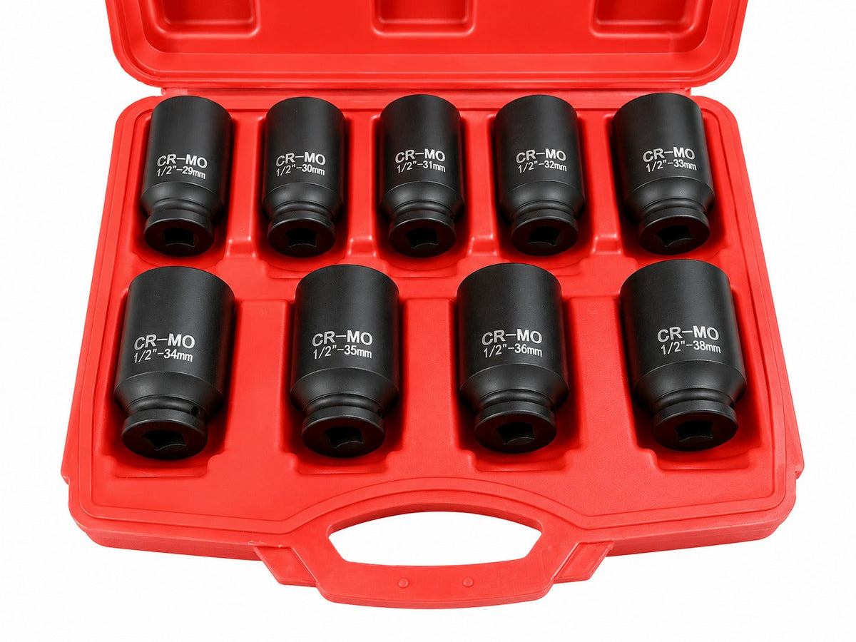 Sada rázových nástrčných hlavíc - kľúčov 1/2", 9ks, 29 - 38mm, PSA, VAG, BMW Gebo Tools