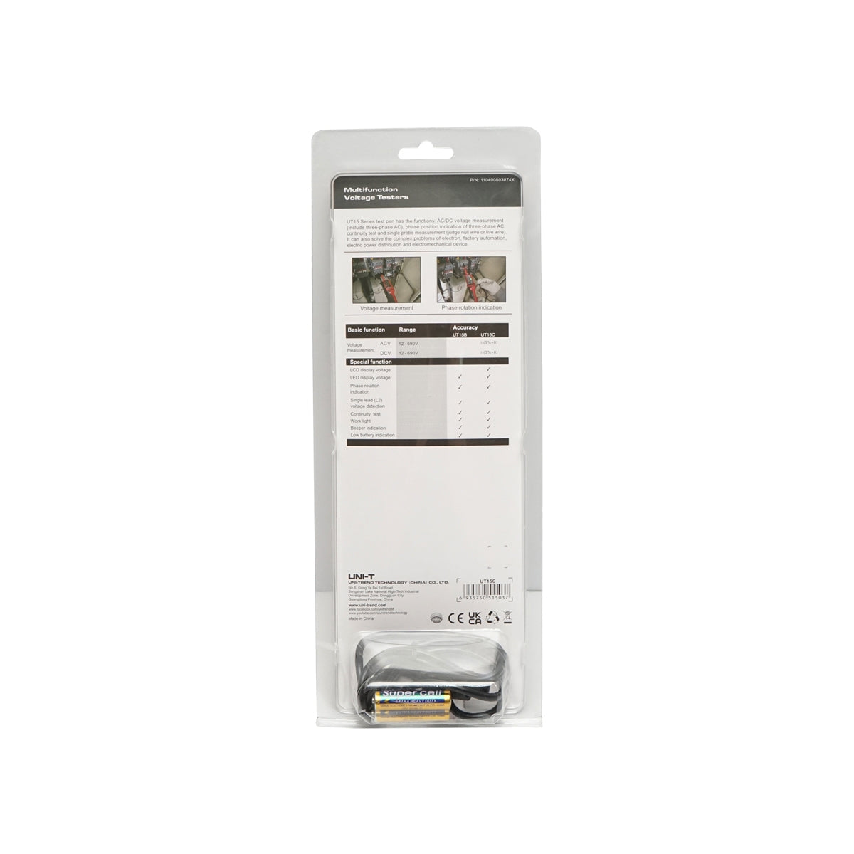Skúšačka napätia AC/DC UT15C, 12-690V UNI-T