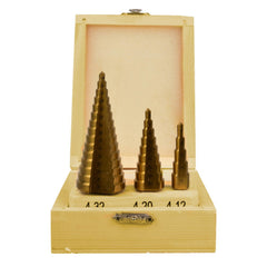 Stupňovité vrtáky, sada 3ks, 4 - 12mm, 4 - 20mm, 4 - 32mm