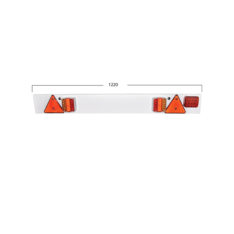 Svetelná lišta na príves 1220mm, 2x LED svetlo, 1x LED hmlové svetlo, 2x reflexný trojuholník, kábel 6m a 7-pinová zástrčka 12/24V