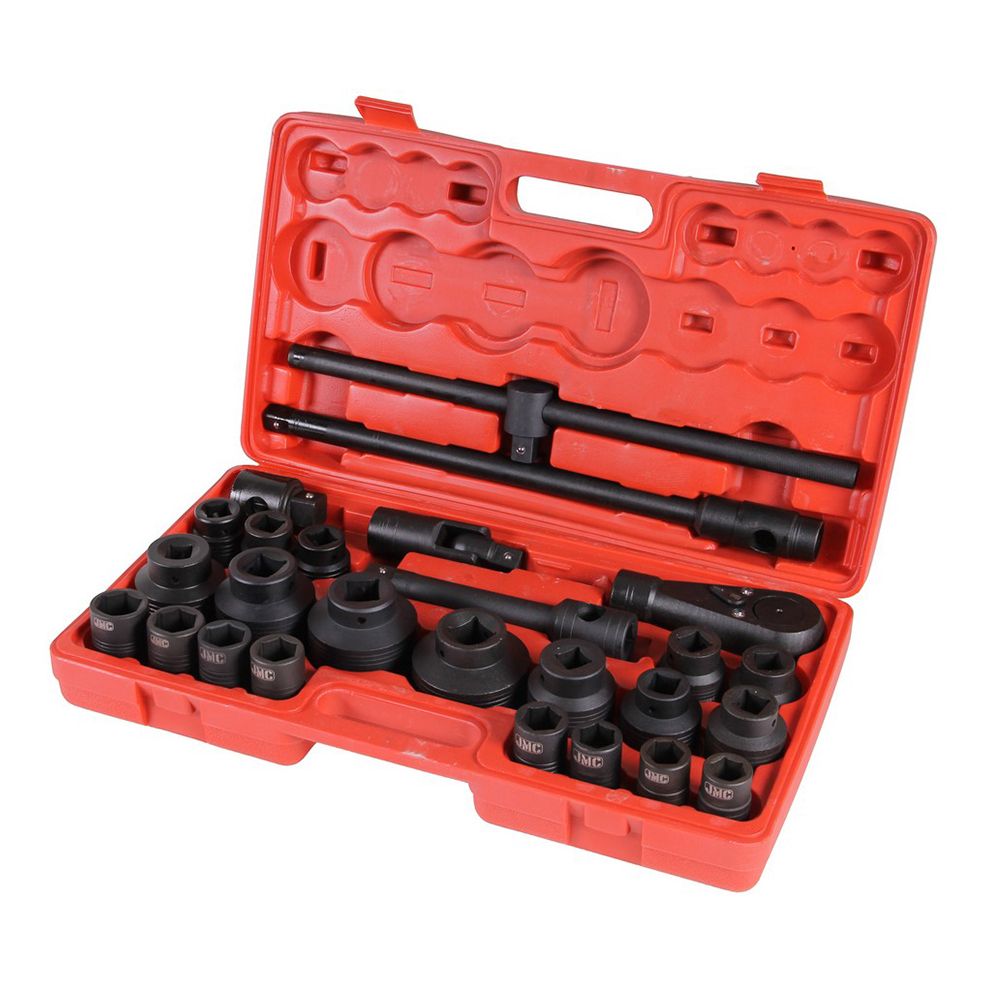 Súprava metrických rázových nástrčiek s račňou 3/4" a 1", 26 kusov, 21–65 mm