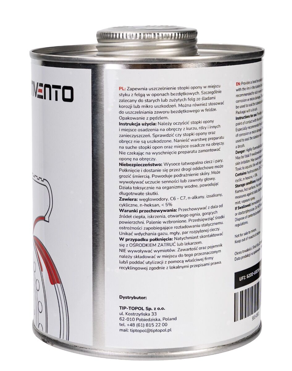 Tesniace lepidlo - tmel na pätku pneumatiky s kefkou, 1l, Invento