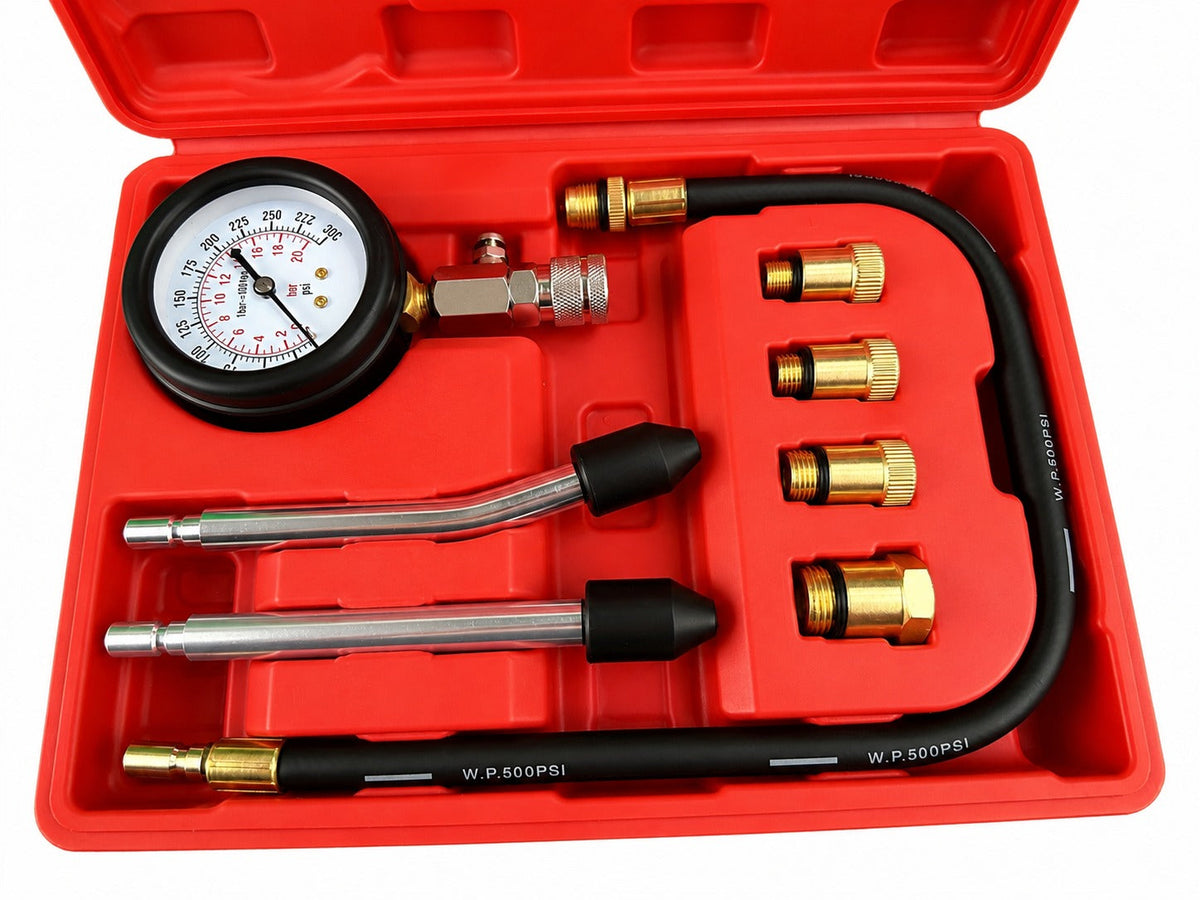 Tester kompresie - kompresiometer pre benzínové motory 8ks Gebo Tools