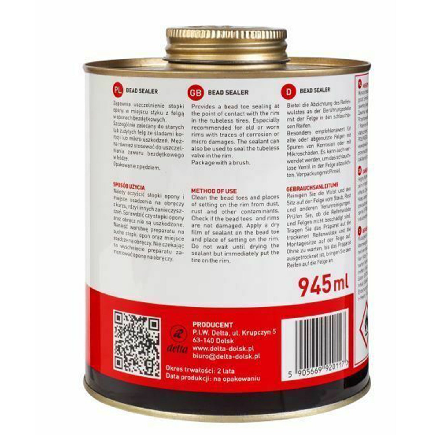 Tmel na pätky bezdušových pneumatík Bead Sealer Extra 945ml, s kefkou