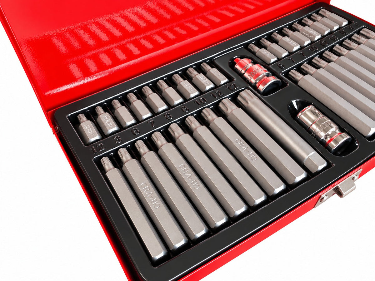 Sada bitov Imbus, Torx, XZN, Hex, Spline, 40ks, v kovovom kufríku, Gebo Tools