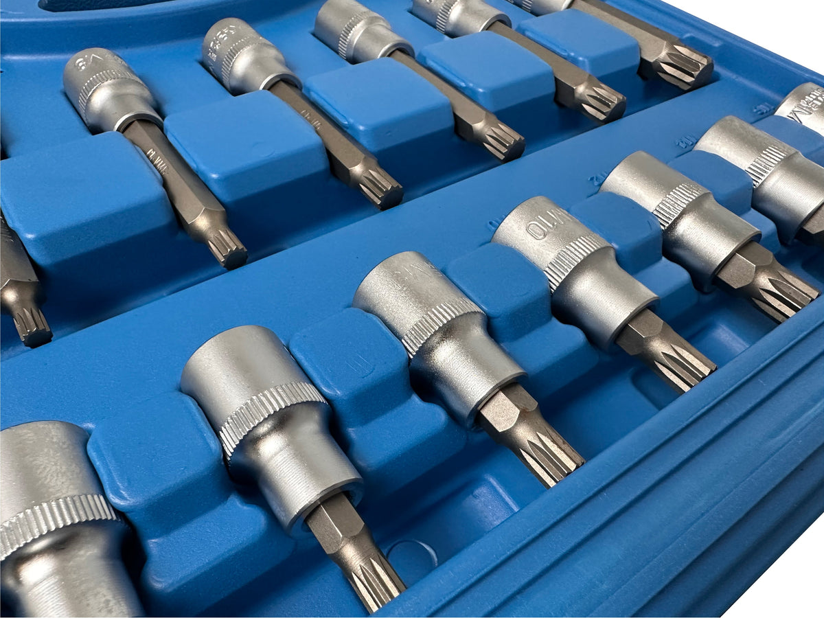Sada nástrčných kľúčov - hlavíc s bitmi XZN M Spline, 1/2'', 26ks Gebo Tools