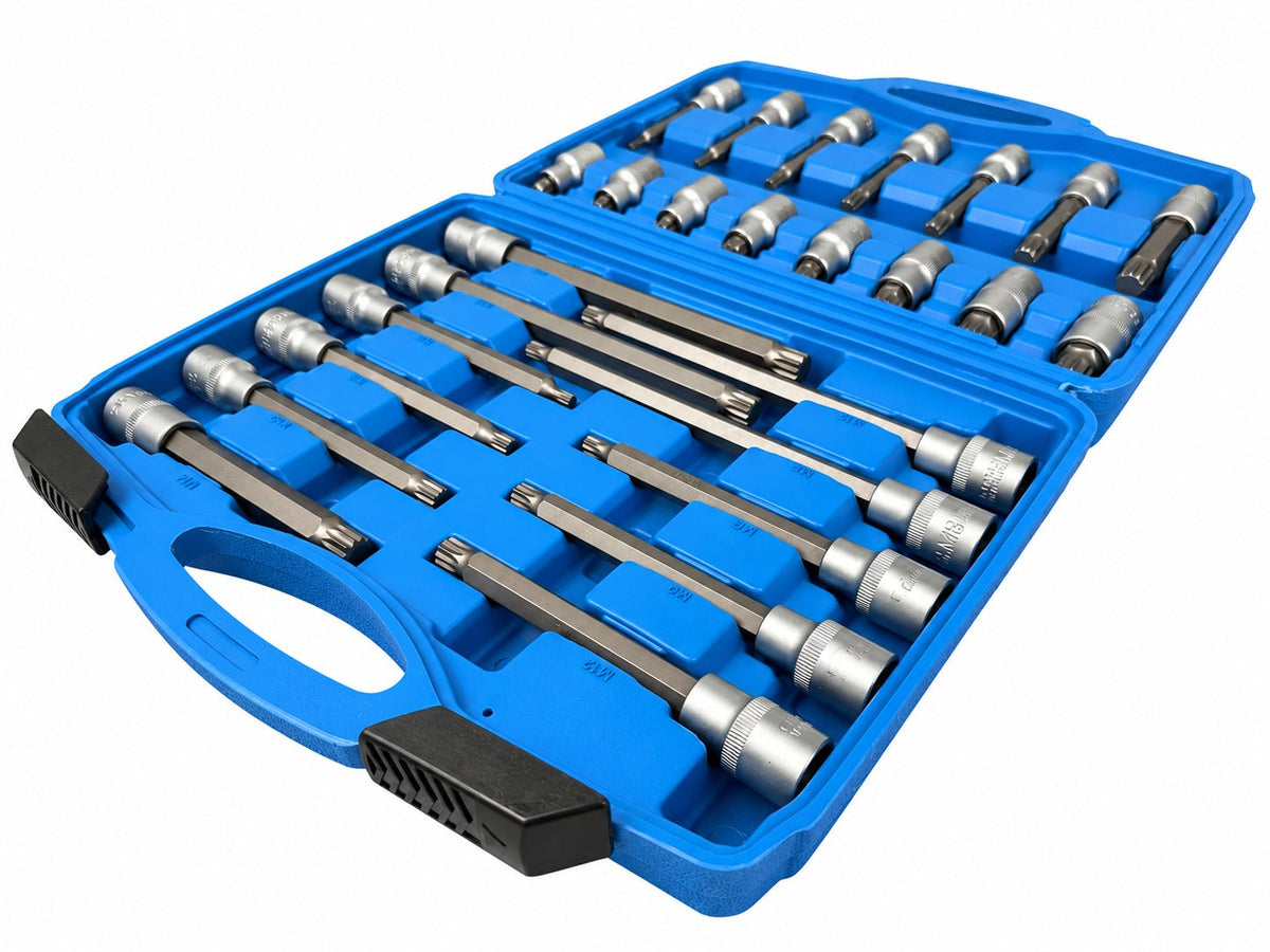 Sada nástrčných kľúčov - hlavíc s bitmi XZN M Spline, 1/2'', 26ks Gebo Tools