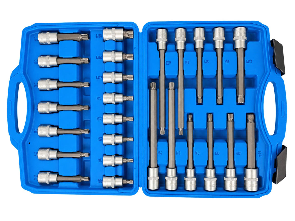 Sada nástrčných kľúčov - hlavíc s bitmi XZN M Spline, 1/2'', 26ks Gebo Tools