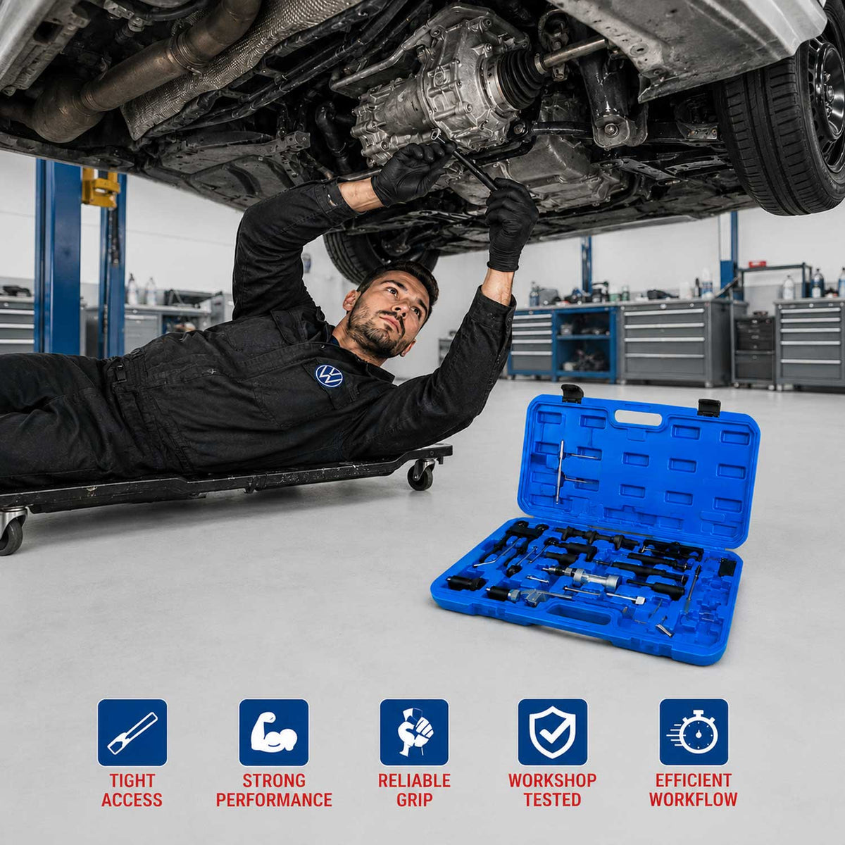 Aretačná sada rozvodov diesel a benzín VW Audi Seat Škoda 1.2 1.4 1.6 1.9 2.0 2.5 3.3 Gebo Tools