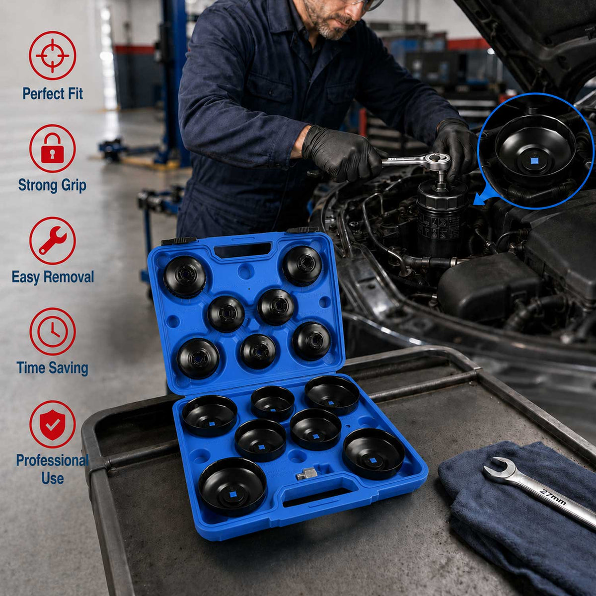 Kľúče na olejové filtre, sada 14ks Gebo Tools