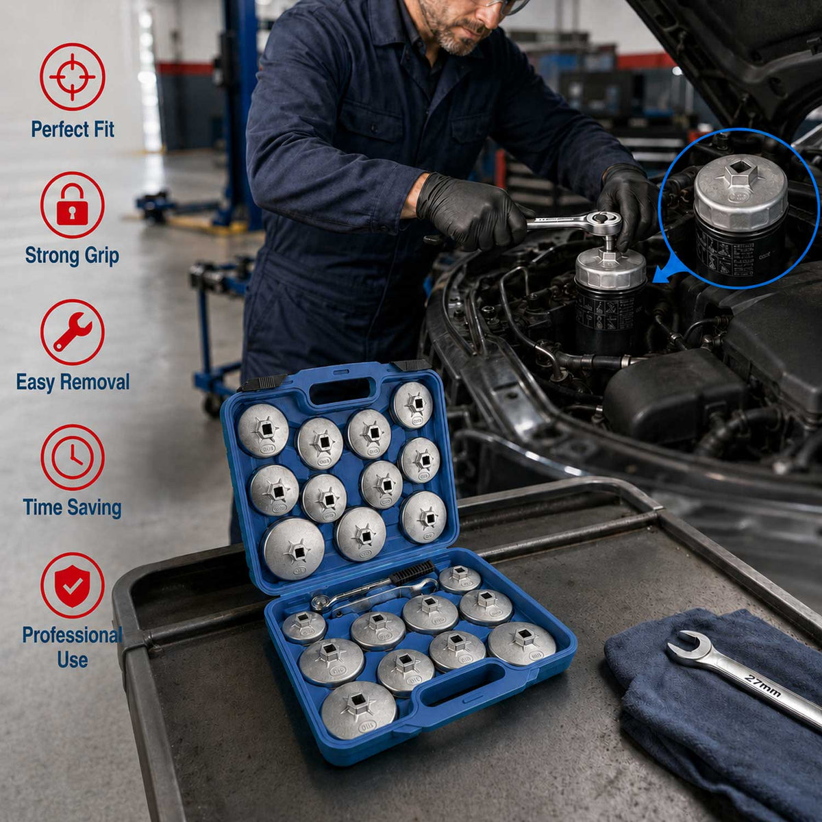 Kľúče na olejové filtre, sada 23ks Gebo Tools