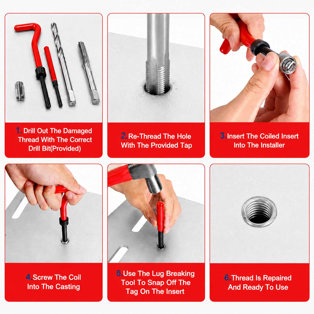 Sada na opravu závitov M5, M6, M8, M10, M12, 131ks Gebo Tools
