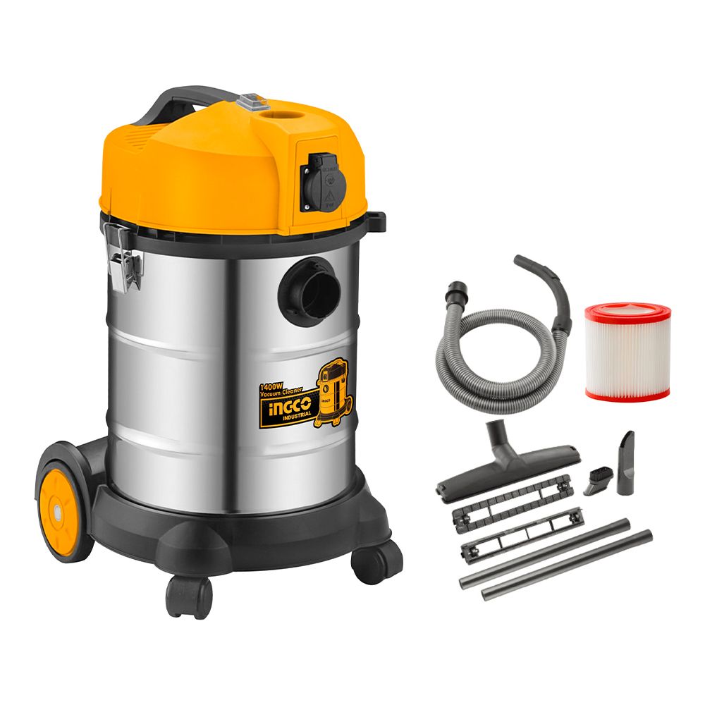 Priemyselný vysávač na mokré aj suché vysávanie 35l, 1400W Ingco