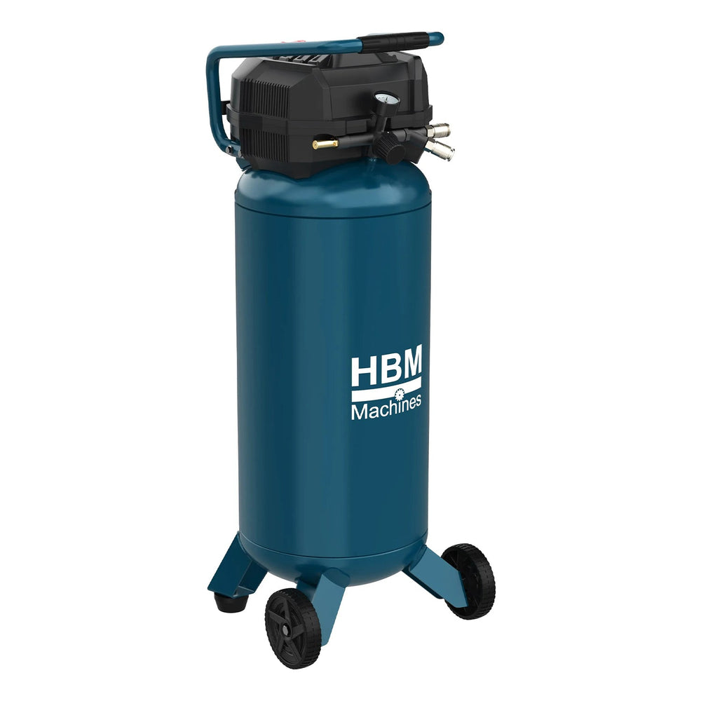 Vertikálny bezolejový kompresor, 50l, 10bar, 180l/min, s kolieskami a rukoväťou HBM Holandsko