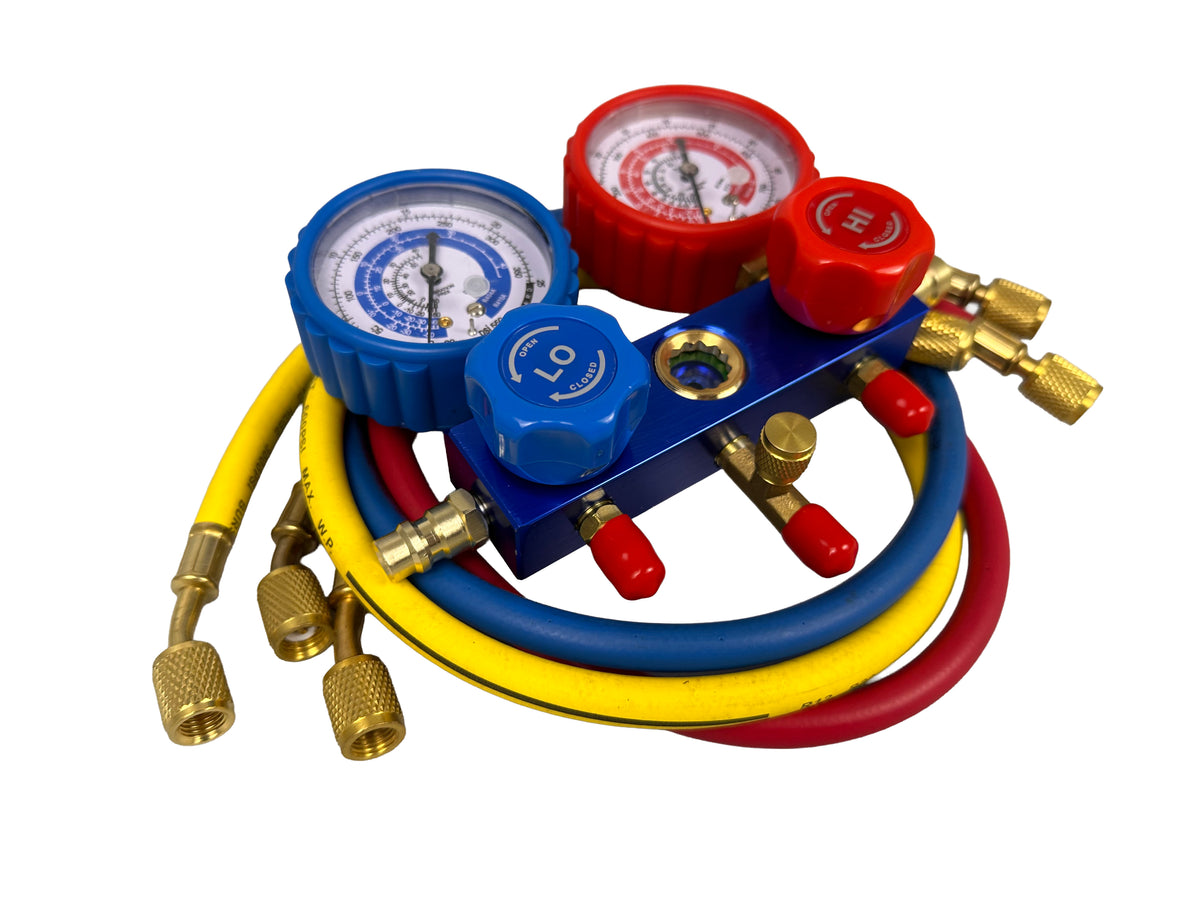Vákuová pumpa pre klimatizáciu, jednostupňová, s manometrom, s 2 portmi, 60l/min, Gebo Tools
