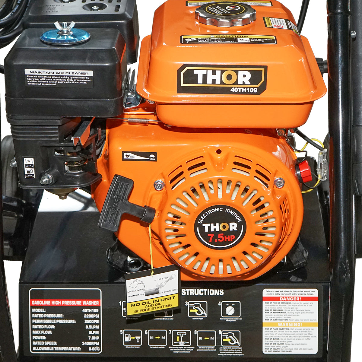Vysokotlakový čistič 6,5HP 20MPa s hadicou a tryskou Thor